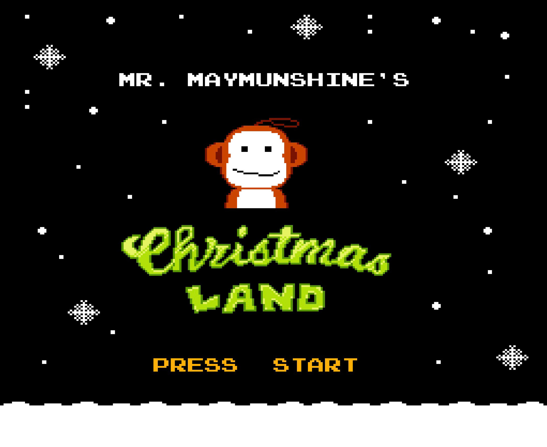Mr. Mr. Maymunshine's Christmas Land for the NES and Famicom. Developed by calgames. Ages 3+ Christmas Land for the NES. Developed by calgames. Ages 3+