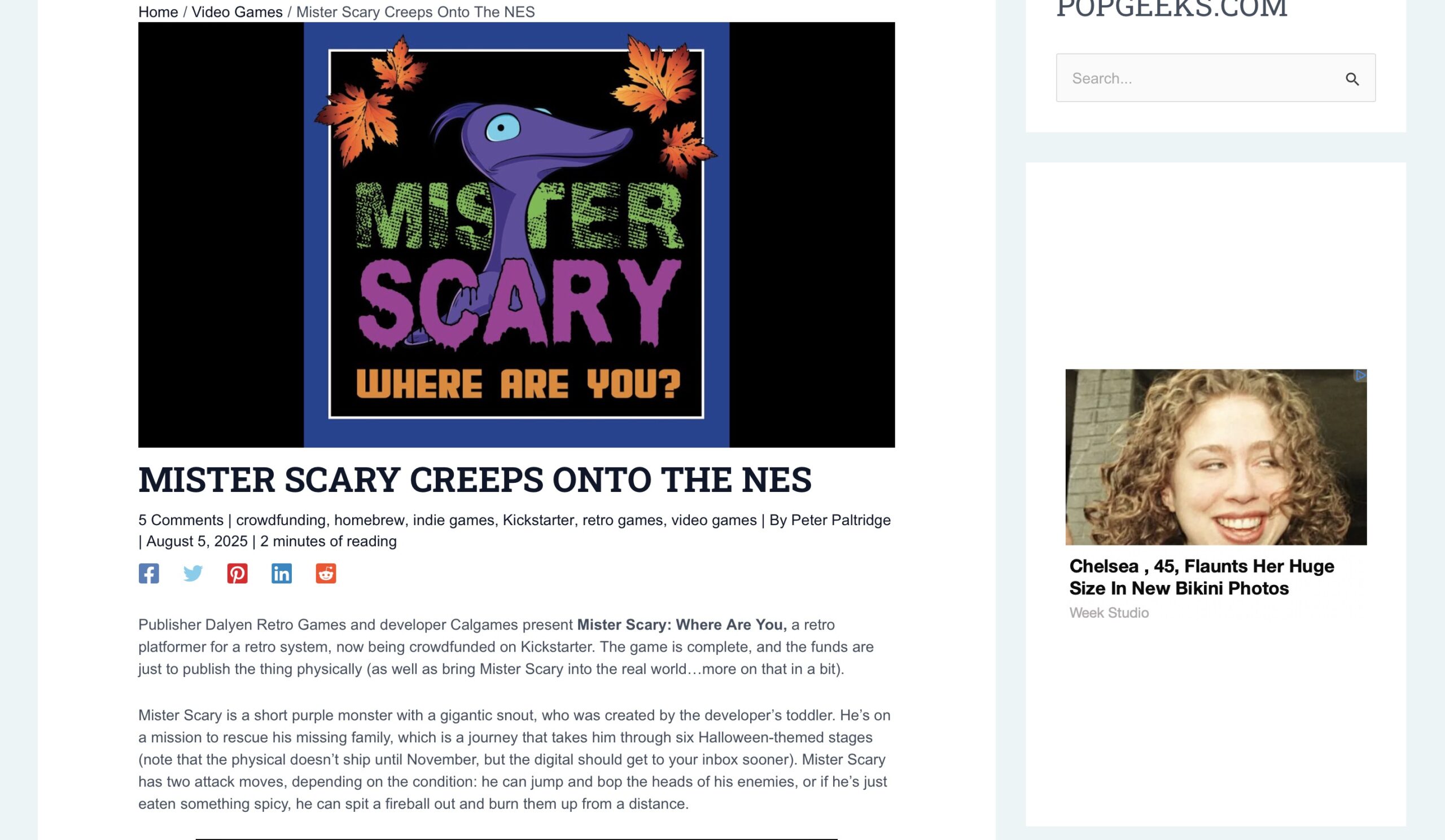 Mister Scary NES game feature Popgeeks | calgames