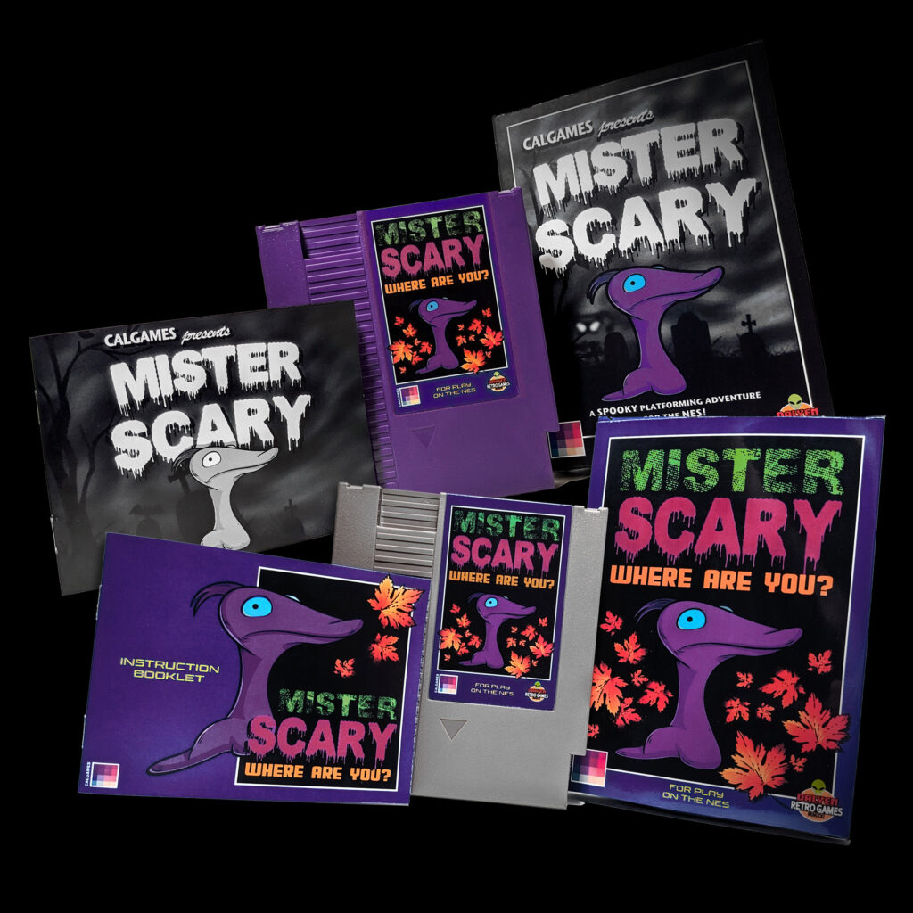 Mister Scary for the NES. Physical CIB. Developed by calgames, published by Dalyen Retro Games. 2025.