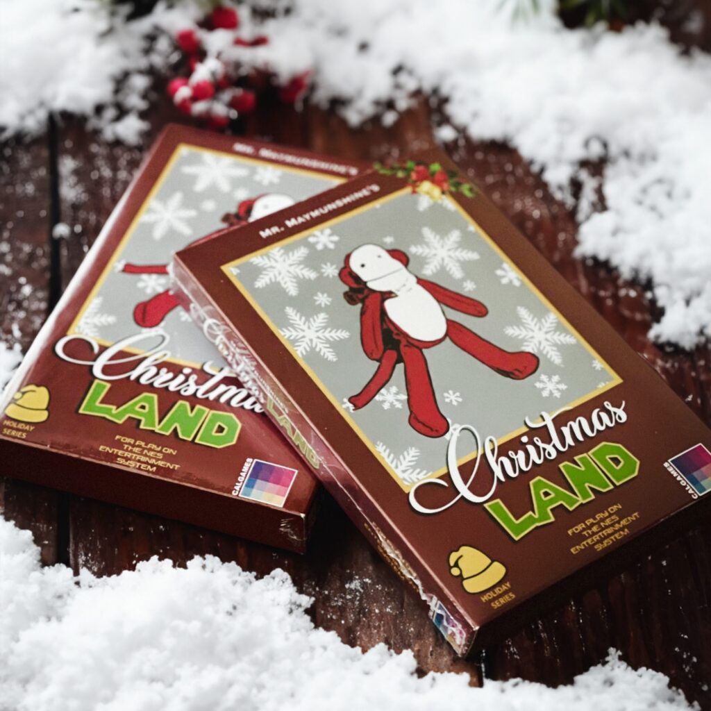 Mr Maymunshine's Christmas Land for the NES and Famicom. Developed by calgames. Published by Dalyen Retro Games.