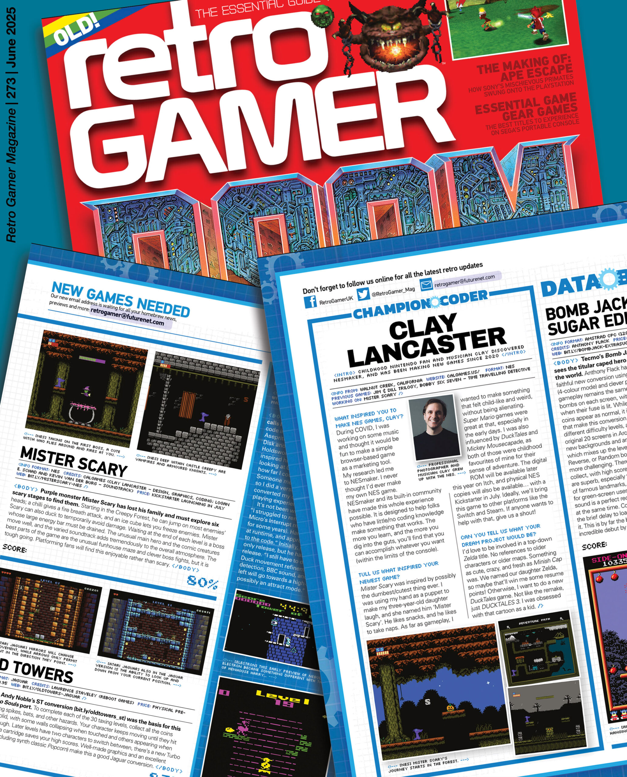 Retro Gamer Magazine - Clay Lancaster (Mister Scary) June 2025 Clay Lancaster (calgames) feature in Retro Gamer Magazine - June 2025. Mister Scary NES. Issue 273.